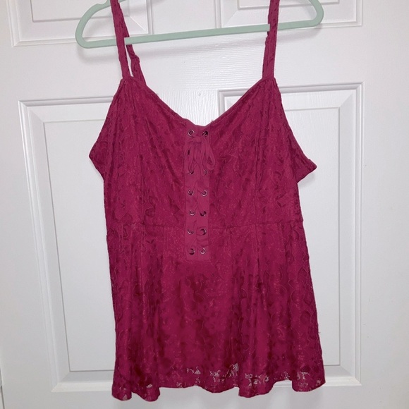 Torrid Fuschia Peplum Lace Corset Camisole Size 3X VERY FLATTERING! - Picture 3 of 7